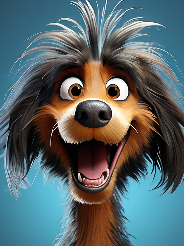 TW Aspas | Seu canal de prosa coerente e Inteligente caricature style portrait of an unhappy dog with long hair digital art blending photorealism from b 254925689 edited